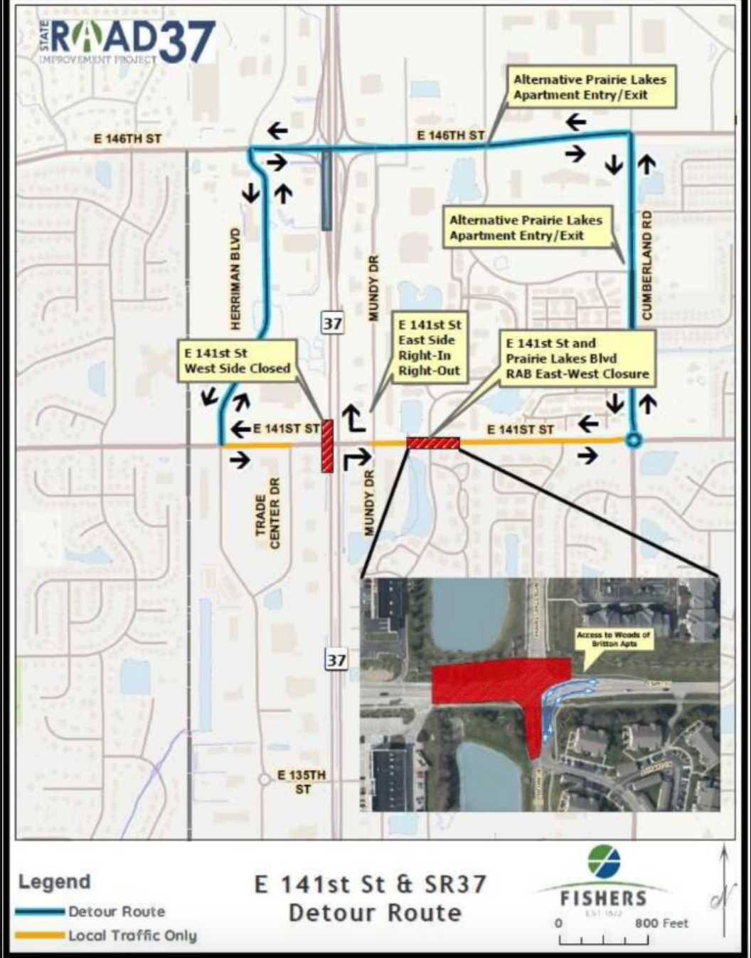 141st St. & Prairie Lakes Blvd Roundabout Detour